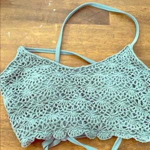 Teal crochet top